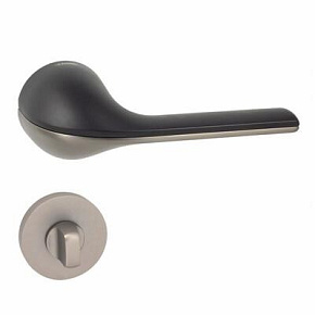 Klamka MOON-R M8/BLACK + szyld WC