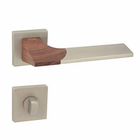Klamka LIKE-QR M91/WOOD + szyld WC