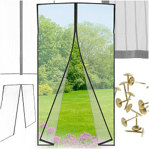 Síť proti hmyzu magnetická LUARO na dveře, pevný silný magnet 110x210 cm