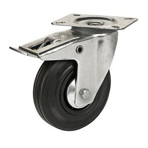 Zestaw jezdny z kołem czarnym 125mm/125kg, płyta obrotowa z hamulcem